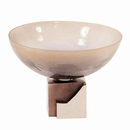 HOWARD ELLIOTT Ombre Glass Bowl On square Aluminum Base 51331